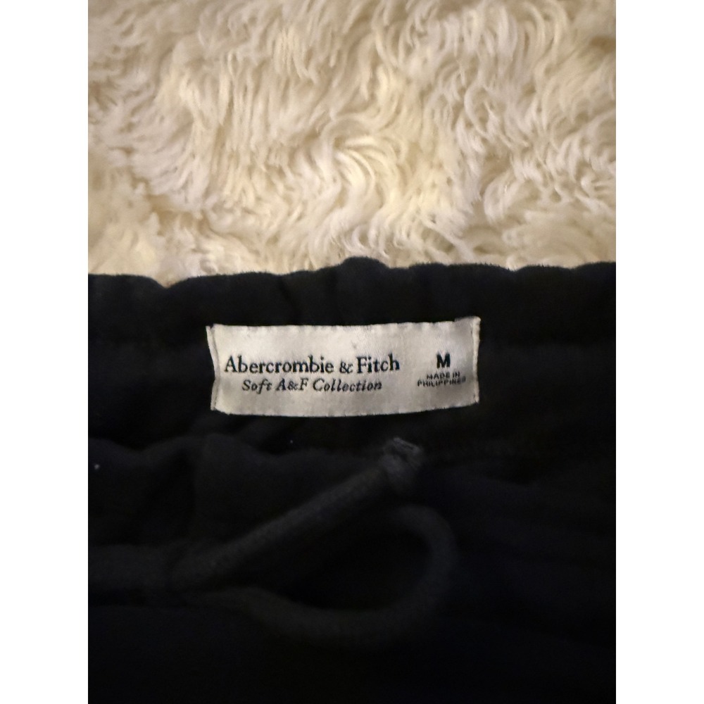 Abercrombie & Fitch Lounge Shorts Medium Black Soft Logo Loungewear Drawstring - Picture 2 of 6